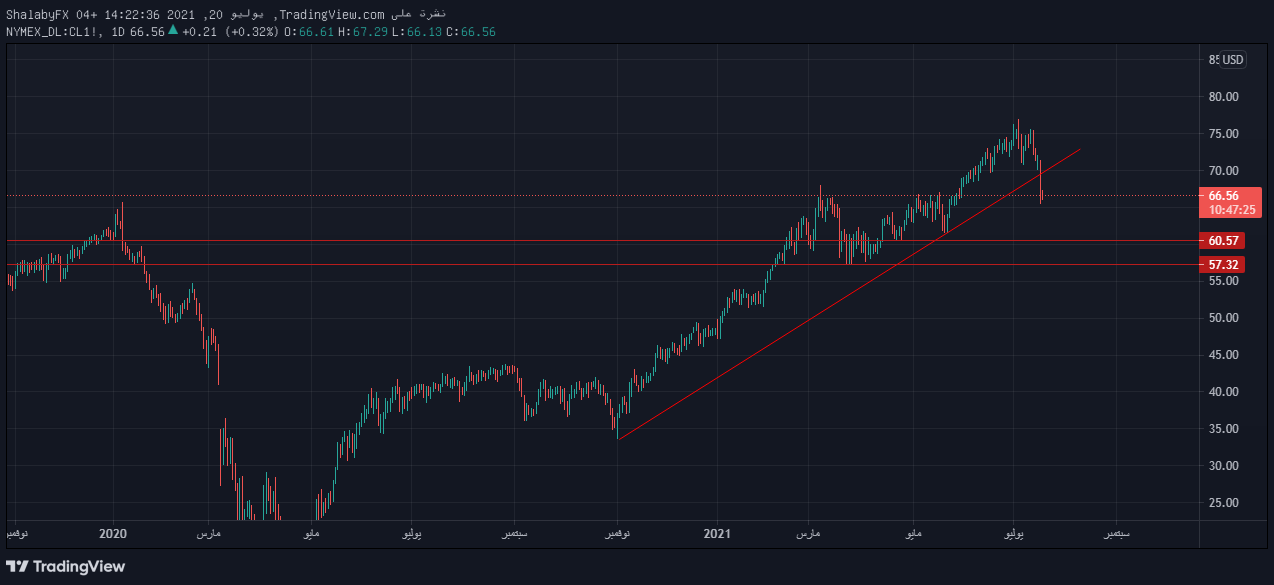 الرسم البياني اليومي للنفط  الرسم البياني اليومي للنفط